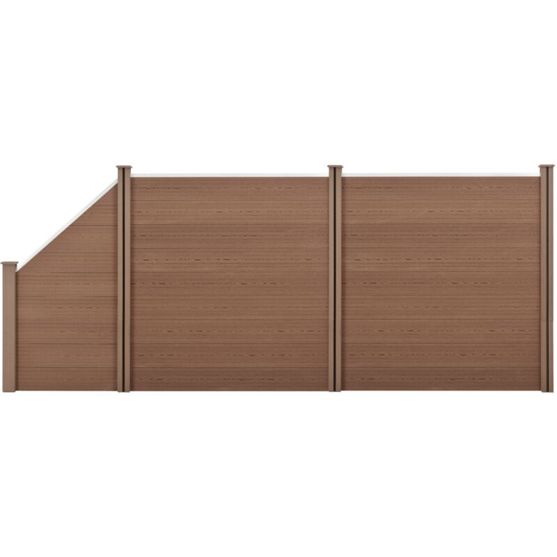 foto del prodotto neu.holz recinzione in wpc per giardino staccionata da elementi inclinato e rettangolari 183x451 cm marrone