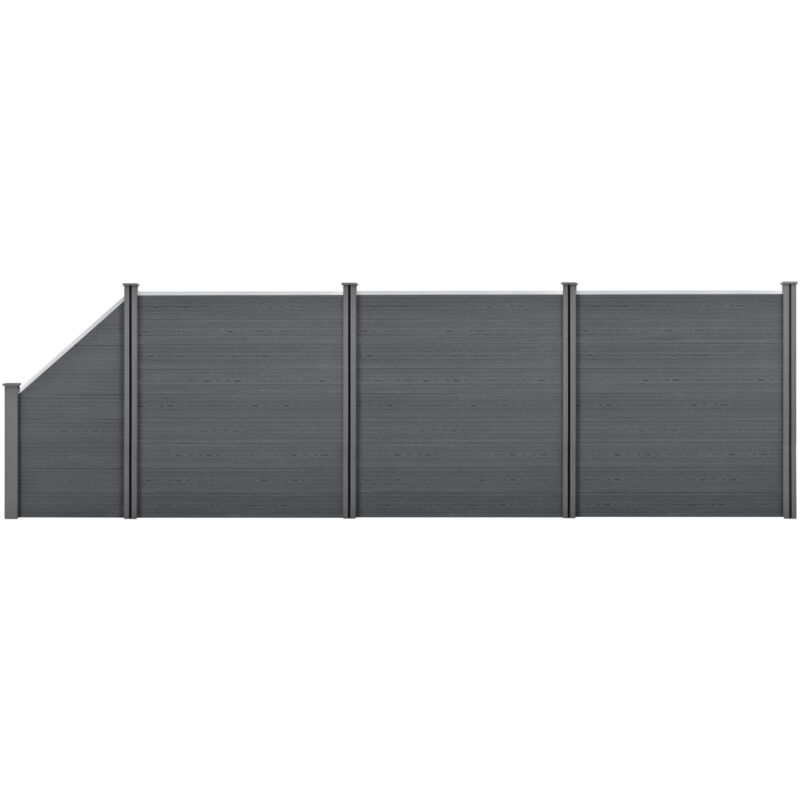 foto del prodotto neu.holz recinzione in wpc per giardino staccionata da elementi inclinato e rettangolari 183x625 cm grigio