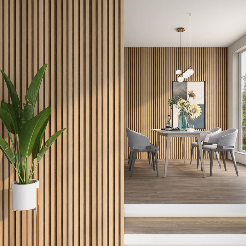 foto del prodotto neu.holz set borger di 5 pannelli murali 3d effetto rovere chiaro