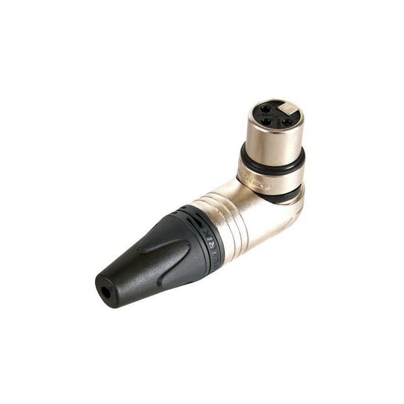 foto del prodotto neutrik connettore per cavo xlr femmina, 3 poli, ad angolo retto, custodia nichelato, contatti argento
