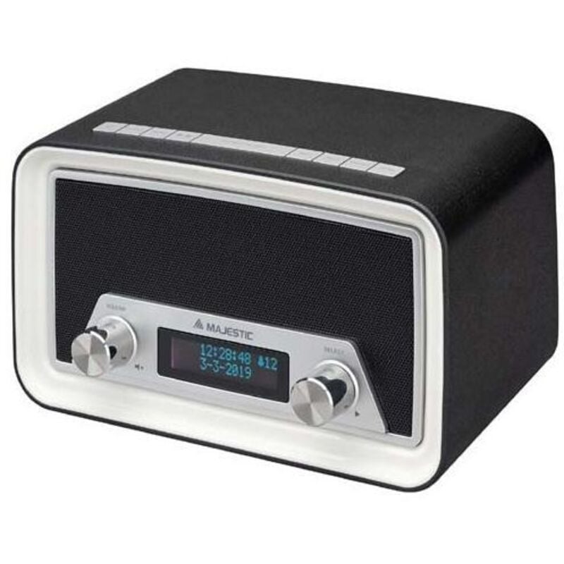 foto del prodotto new majestic dab-842n radio con sveglia orologio digitale nero bianco