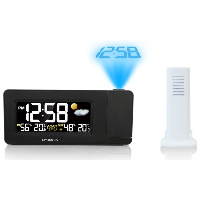 foto del prodotto new majestic stazione meteo wt-249 sveglia temperatura interna-esterna proiezione sensore wireless