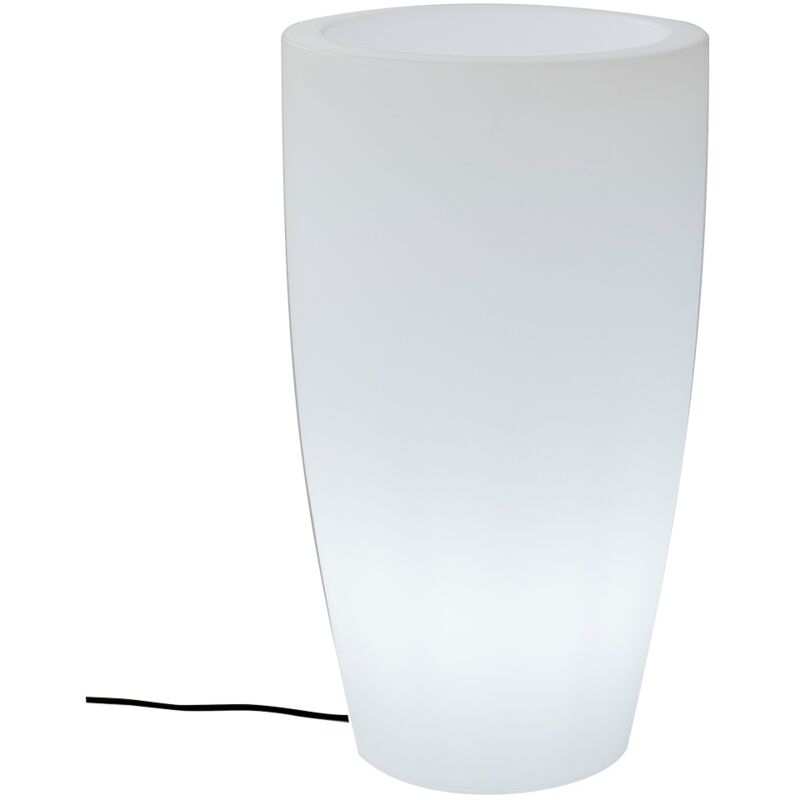 foto del prodotto newgarden bamb 70 vaso rotondo alto con luce per piante e fiori molto robusto. luce bianca fredda con cavo. realizzata in polietilene in spagna