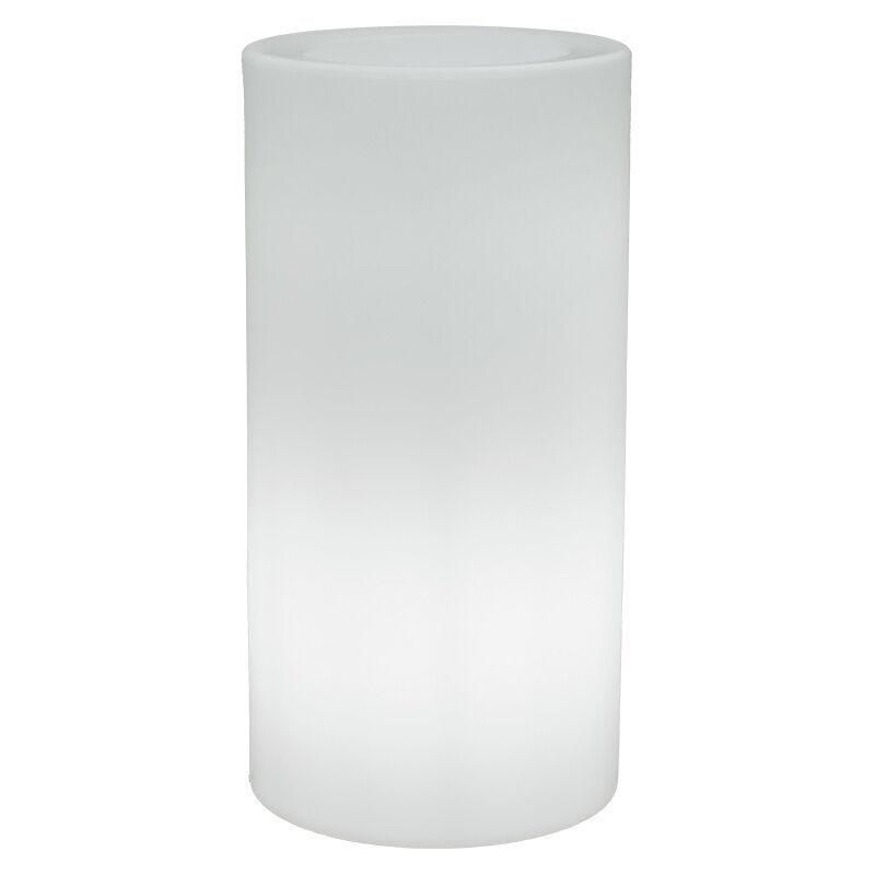 foto del prodotto newgarden palma 70 fioriera rotonda e alta con luce per piante e fiori molto resistente. luce bianca fredda con cavo. realizzata in polietilene in