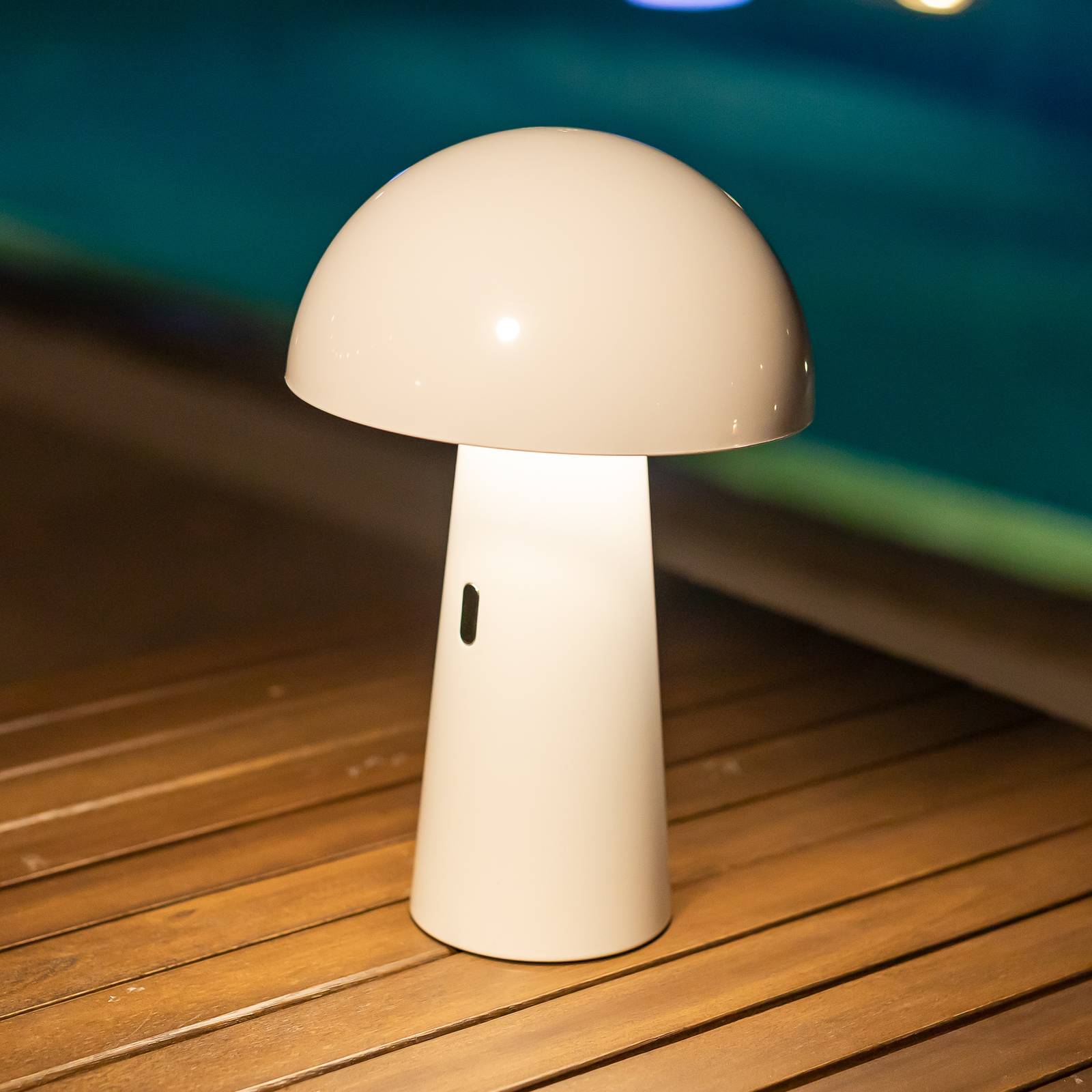 foto del prodotto newgarden shitake da tavolo accu led ip44 bianco