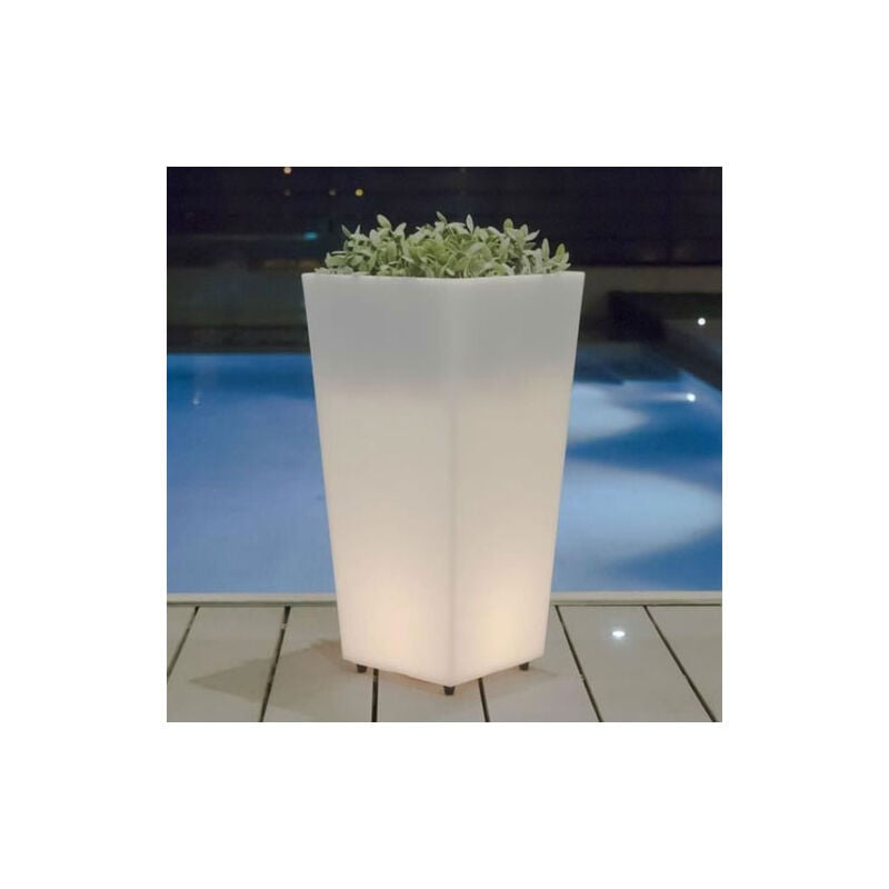 foto del prodotto newgarden vaso luminoso solare a led in polietilene bianco per
