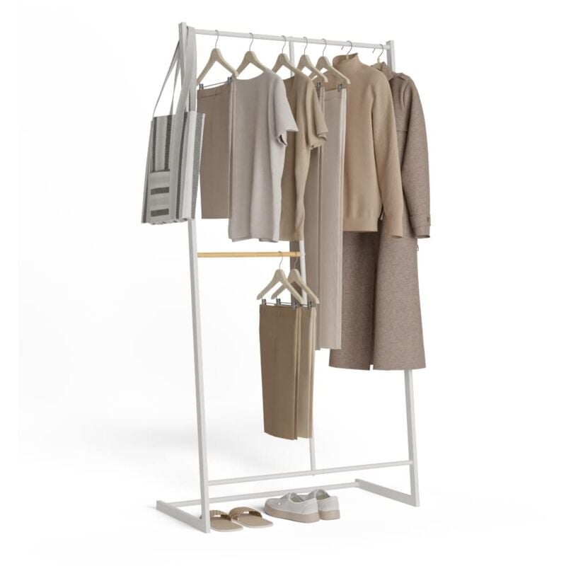 foto del prodotto newlux appendiabiti da terra resistente fino a 15kg hangy one 15 doppia altezza. attaccapanni da terra metallico grande stabilit facile montaggio
