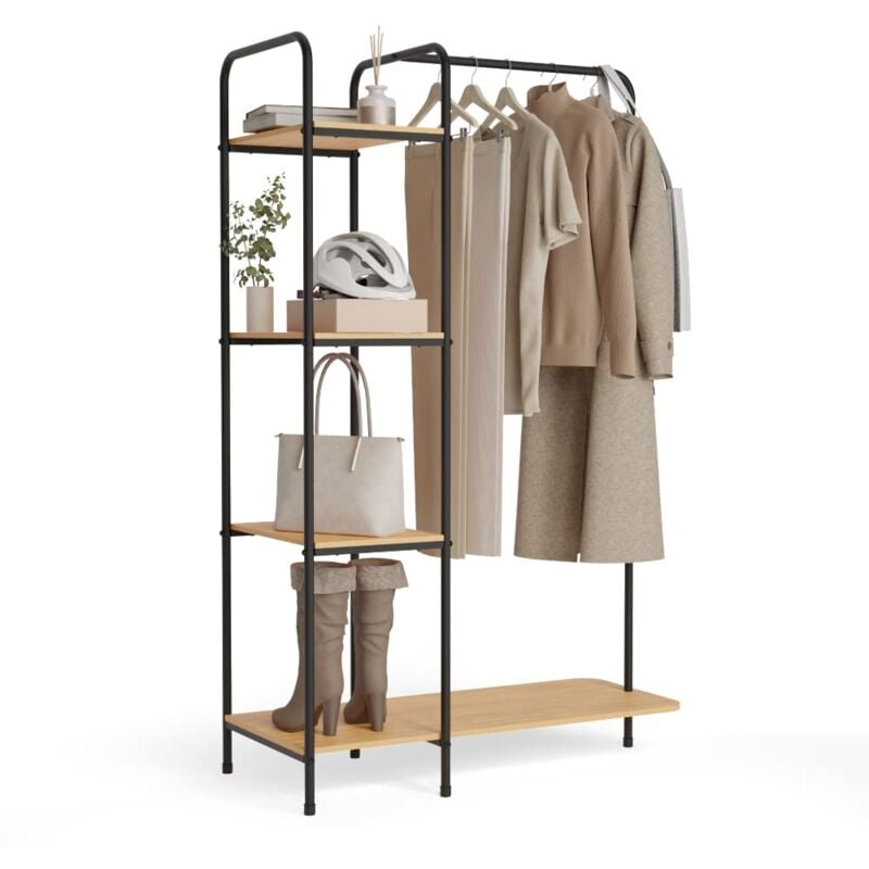 foto del prodotto newlux appendiabiti da terra resistente fino a 35kg hangy wood 400 con scarpiera. attaccapanni da terra metallico con grande stabilit facile