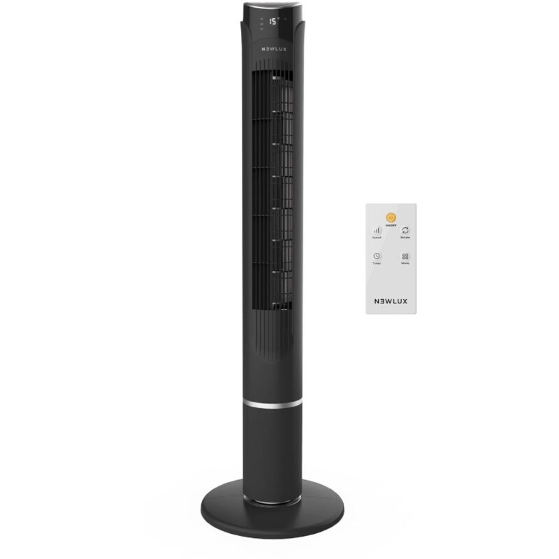 foto del prodotto newlux ventilatore a torre senza spas w130 45w con altezza 103,5cm, 3 vel, 3 modalit , scillazione di 70 gradi, timer 12 ore e design compatto.