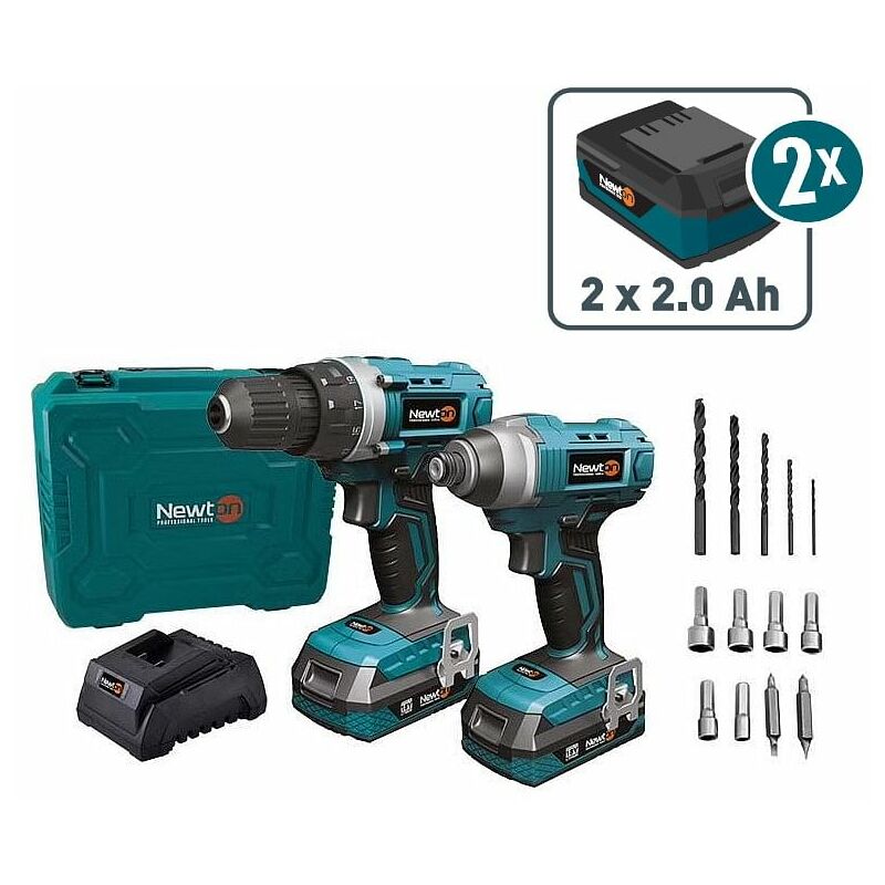 foto del prodotto newton trapano avvitatore con 2 batterie, 18 v