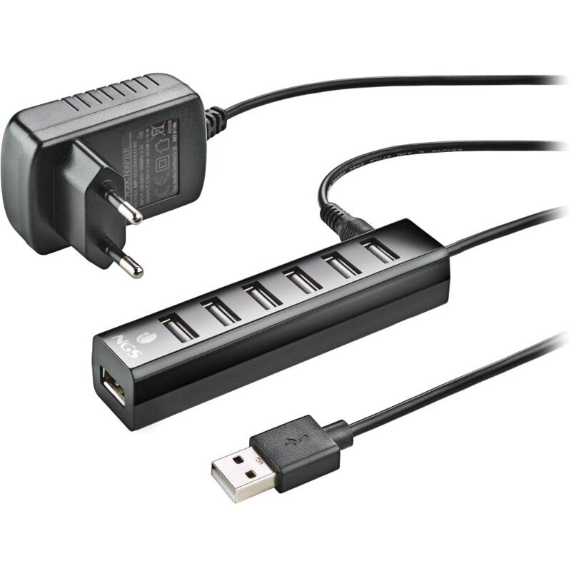 foto del prodotto ngs ihub7 tiny hub usb 2.0 7 porte usb 2.0 adattatore di alimentazione velocit fino a 480mbps