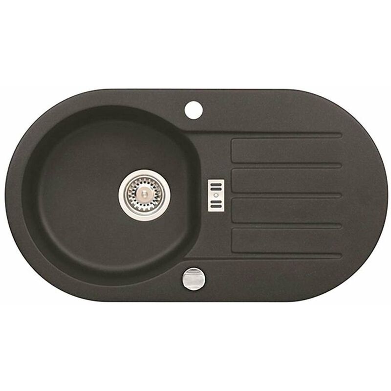 foto del prodotto niagara lavello in granito, 78x44 cm, con comando remoto dello scarico, carbon 1076860 alveus