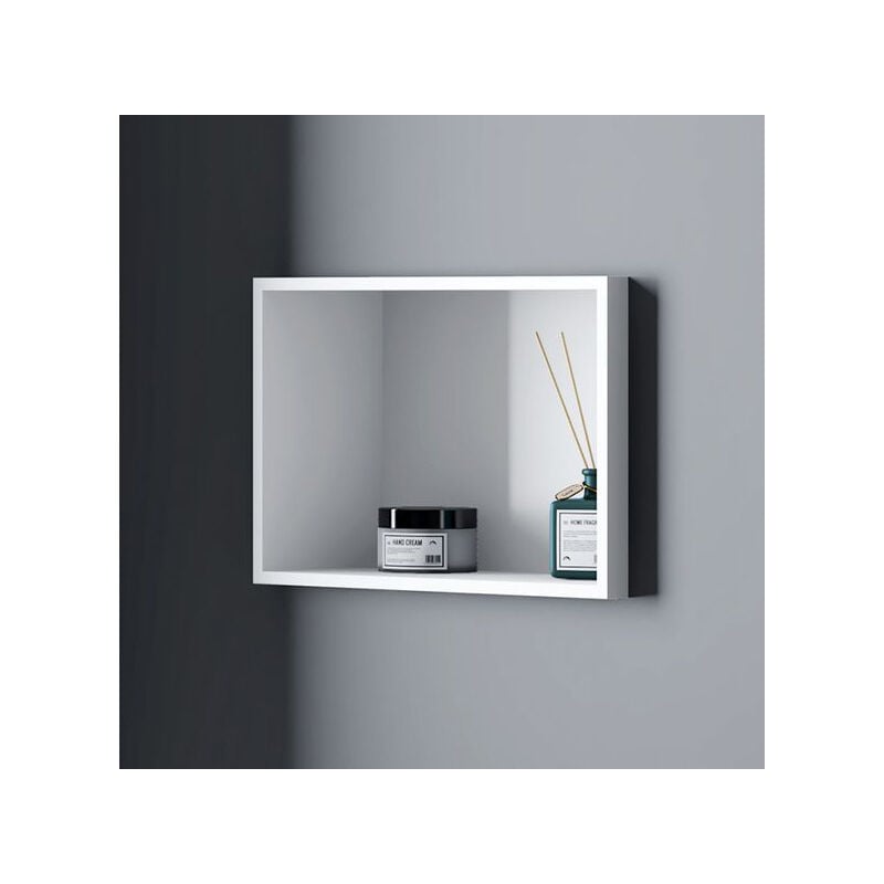 foto del prodotto nicchia a muro in colata minerale bianca ba3013 altezza 30 cm profondit 13 cm larghezza selezionabile bianco opaco, 90cm