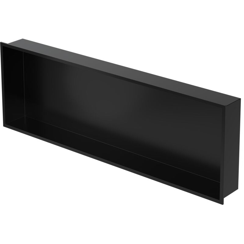 foto del prodotto nicchia a parete in acciaio inossidabile 90x30x10 cm nero nicchia per doccia con telaio ripiano incorporato nicchia piastrellabile per bagno ripiano