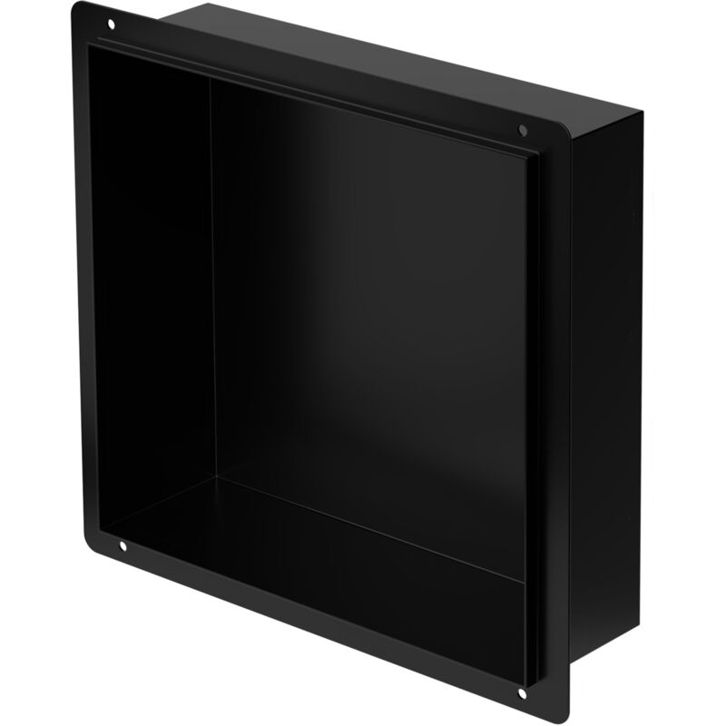 foto del prodotto nicchia a parete senza bordo in acciaio inossidabile 30x30x10 cm nero nicchia da muro senza cornice per bagno ripiano da incasso senza telaio per doccia contenitore per utensili da bagno - luxebath