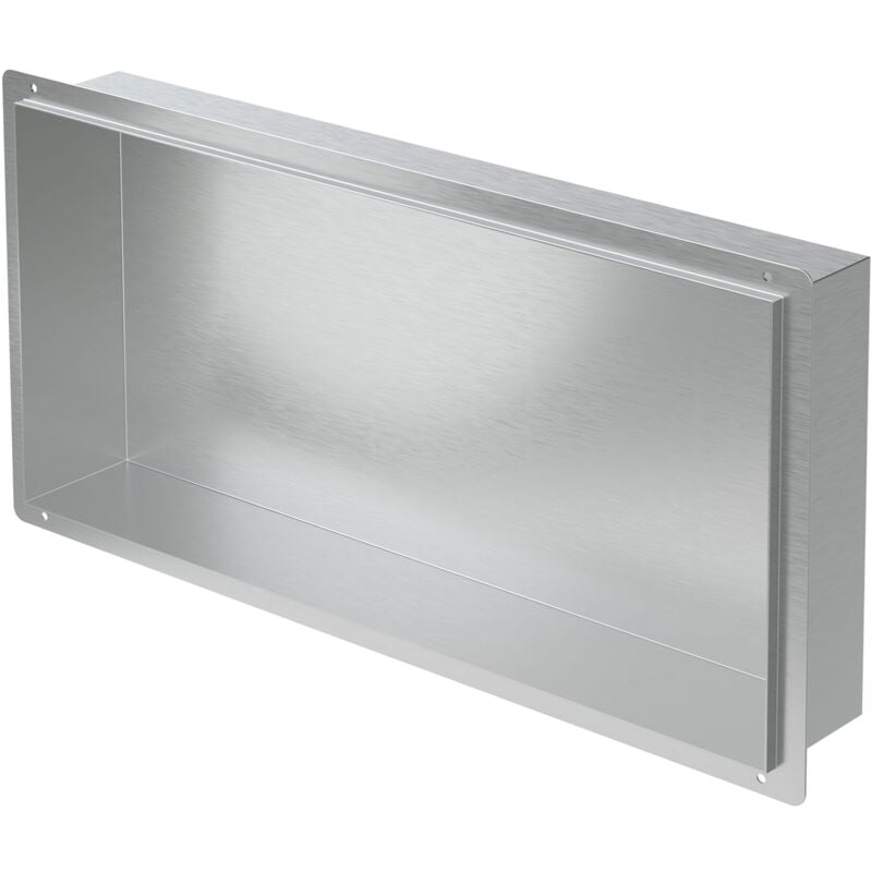foto del prodotto nicchia a parete senza cornice in acciaio inossidabile 60x30x10 cm argento nicchia da muro senza bordo per bagno ripiano da incasso senza telaio per