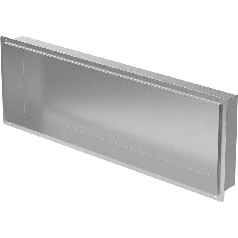 foto del prodotto nicchia a parete senza cornice in acciaio inossidabile 90x30x10 cm argento nicchia da muro senza bordo per bagno ripiano da incasso senza telaio per