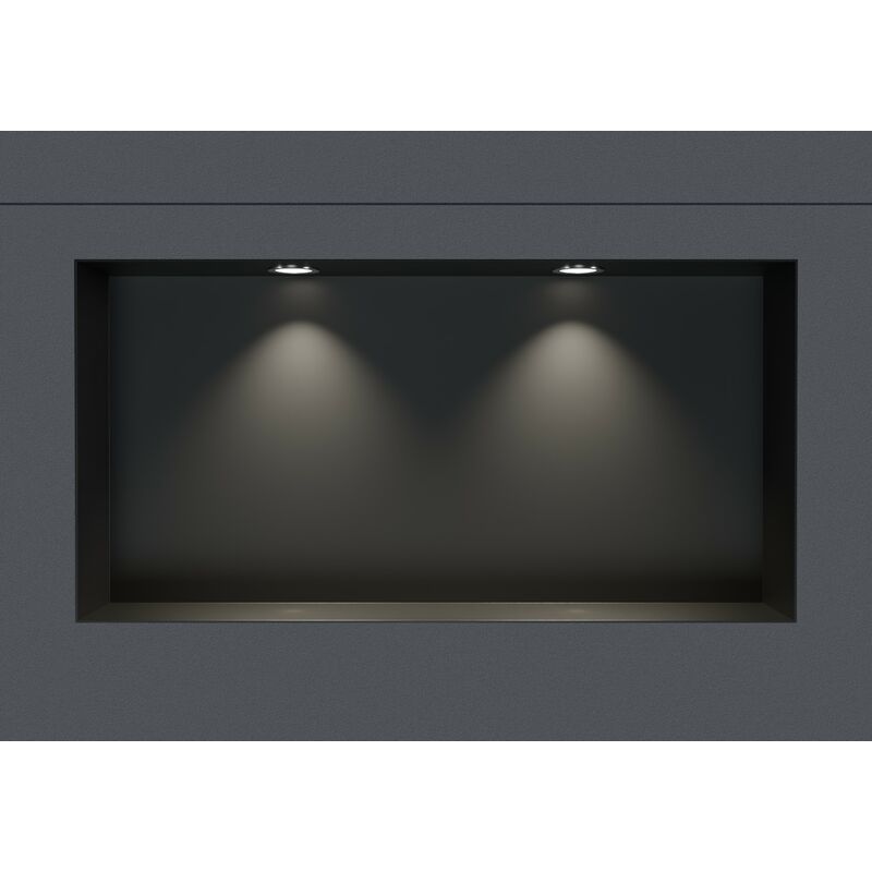 foto del prodotto nicchia da parete in acciaio inox nt206010x senza bordo con faretti led 20 x 60 x 10 cm a x l x p colore selezionabilenero, 2x spot