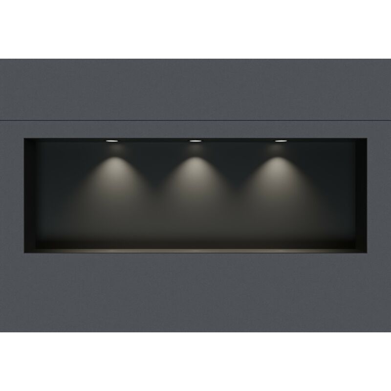foto del prodotto nicchia da parete in acciaio inox nt309010x senza bordo con faretti led 30 x 90 x 10 cm a x l x p colore selezionabile nero, 3x spot