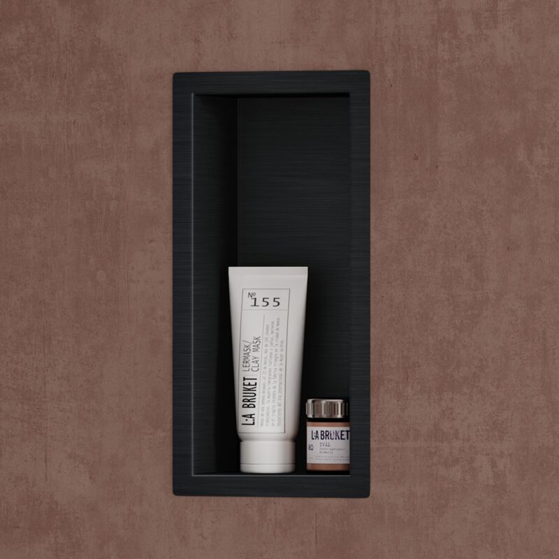 foto del prodotto nicchia doccia da incasso mensola da parete per bagno ripiano integrato porta shampoo 15x30x8.3 cm nero doporro