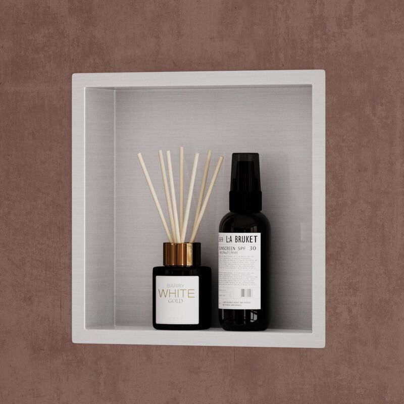 foto del prodotto nicchia doccia da incasso mensola da parete per bagno ripiano integrato porta shampoo 30x30x8.3 cm argento doporro