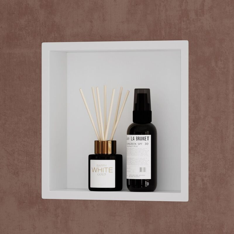 foto del prodotto nicchia doccia da incasso mensola da parete per bagno ripiano integrato porta shampoo 30x30x8.3 cm bianco doporro