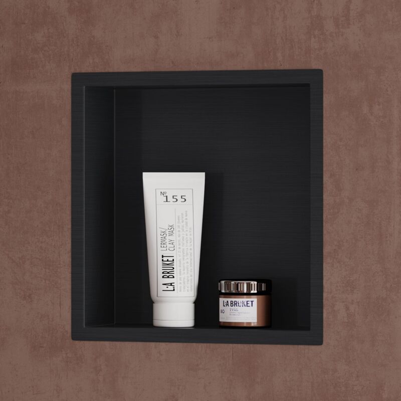 foto del prodotto nicchia doccia da incasso mensola da parete per bagno ripiano integrato porta shampoo 30x30x8.3 cm nero doporro