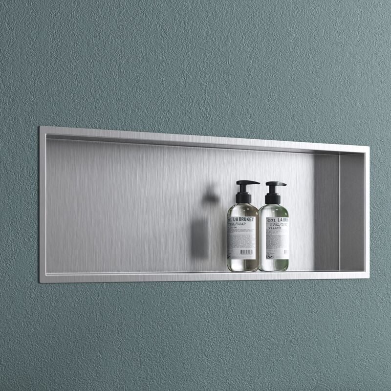 foto del prodotto nicchia doccia da incasso mensola da parete per bagno ripiano integrato porta shampoo 30x90x8.3 cm argento doporro