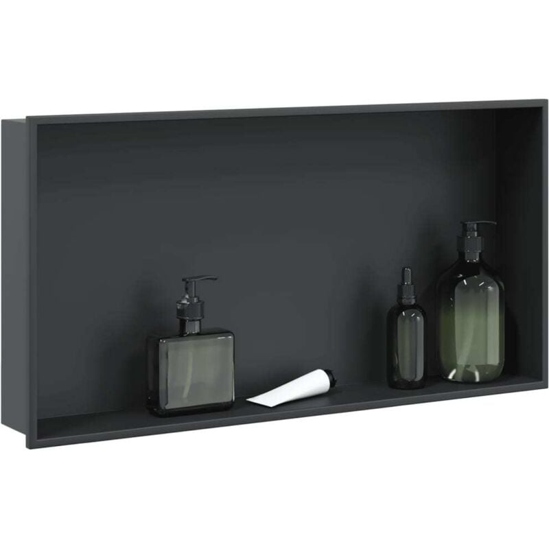 foto del prodotto nicchia per doccia nero opaco 62x32x9cm in acciaio inox vidaxl