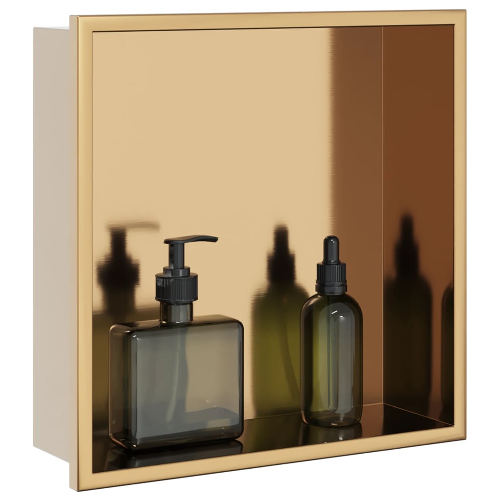 foto del prodotto nicchia per doccia oro spazzolato 32x32x9cm in acciaio inox