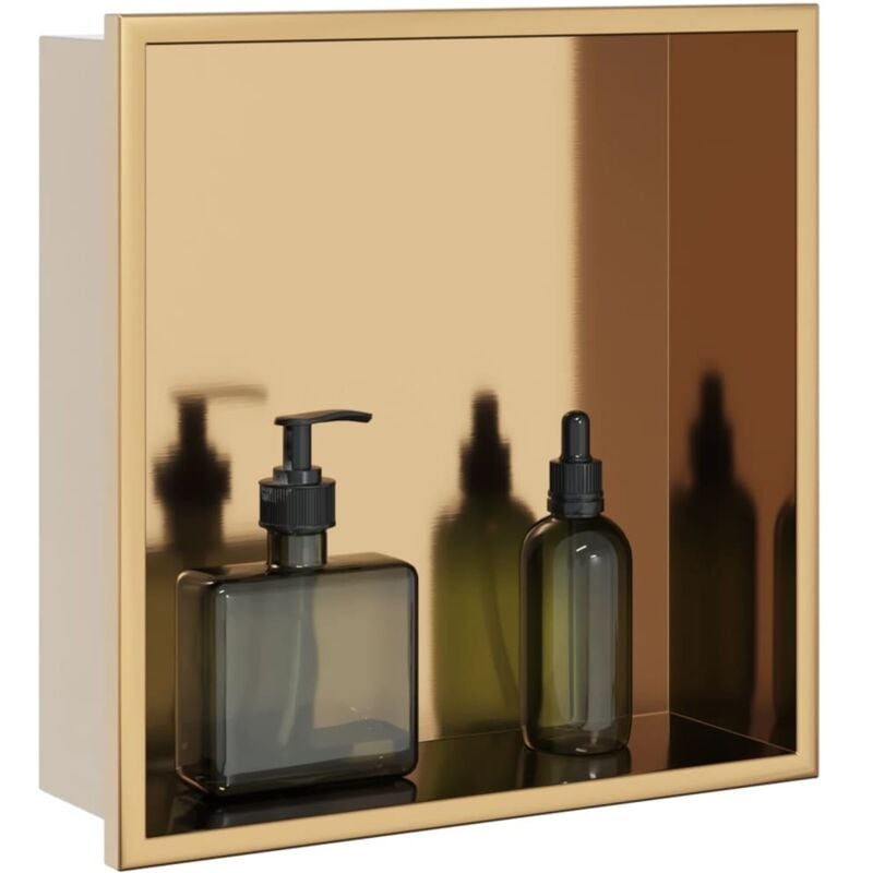 foto del prodotto nicchia per doccia oro spazzolato 32x32x9cm in acciaio inox vidaxl