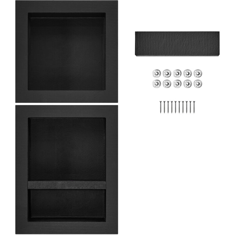 foto del prodotto nicchia per doccia pronta per piastrelle, 40,64x40,64 cm e 40,64x50,8 cm, triplo ripiano di stoccaggio incassato, moderna nicchia per sapone per