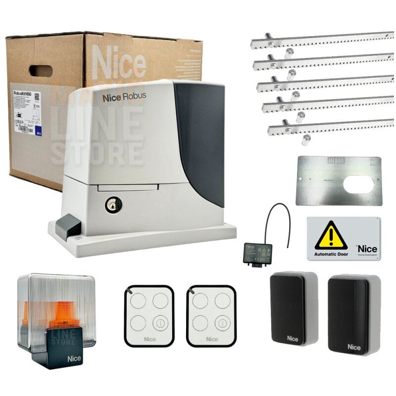 foto del prodotto nice robus kit 1000 bd 24v per cancello scorrevolo fino a 1000 kg 5mt cremagliera rb1000bdkce