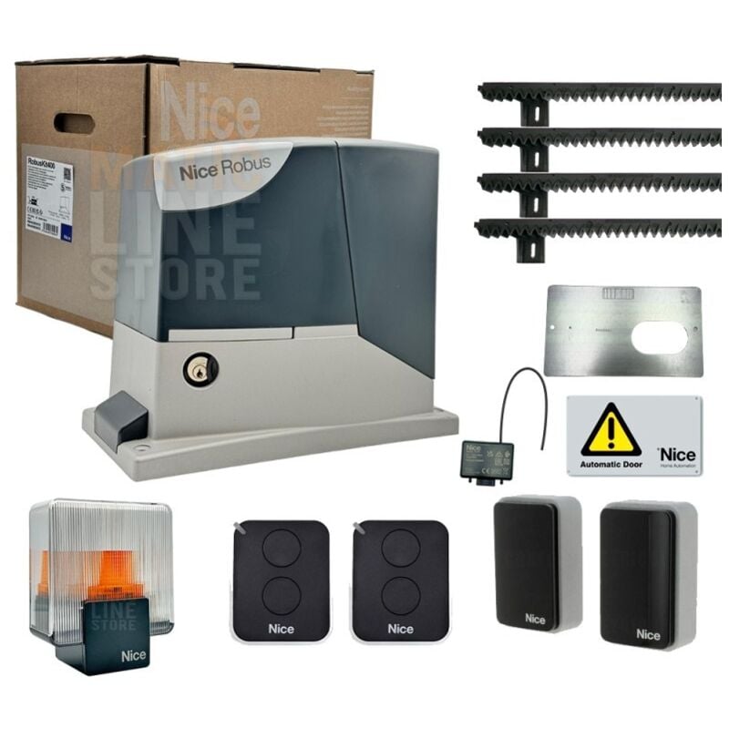 foto del prodotto nice robus kit 400 bd 24v per cancelli scorrevoli fino a 400 4mt cremagliera kg rb400bdkce 4mt