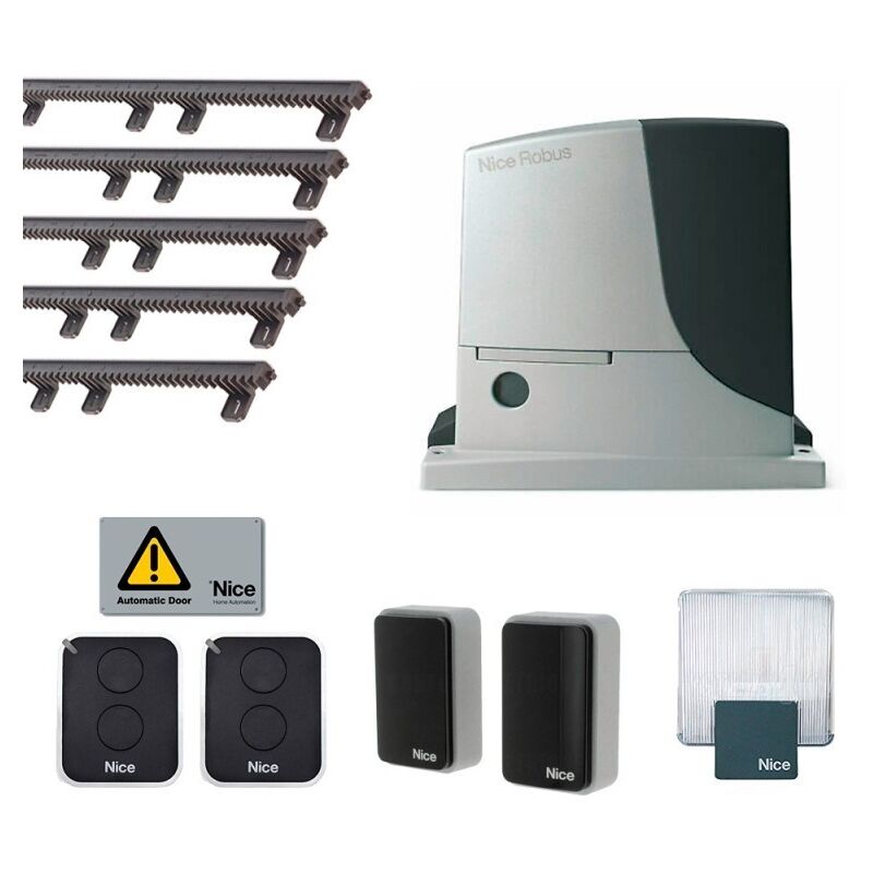 foto del prodotto nice robus kit 600 bd 24v per cancelli scorrevoli fino a 600 kg 5mt cremagliera rb600bdkce