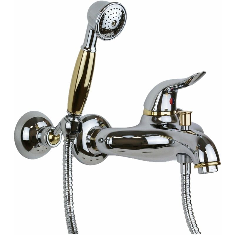 foto del prodotto nice rubinetterie miscelatore vasca esterno con set doccia in colore cromo oro nice wilson 2828003cro cromo oro