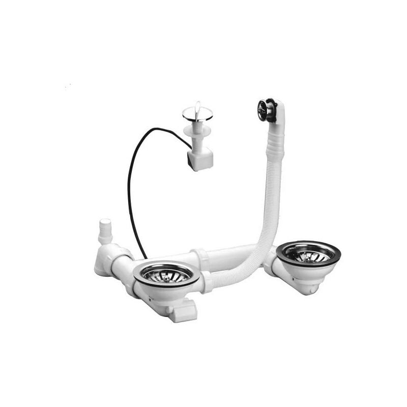 foto del prodotto nicoll colonna di scarico 224045 per lavello doppio d90mm automatica e manuale