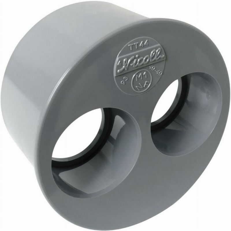 foto del prodotto nicoll doppio tappo di riduzione pvc maschio femmina per l adattamento al tubo grigio non precablato 93 40 40 mm tt44