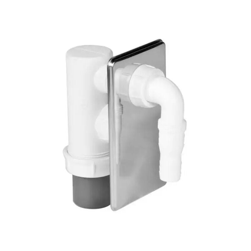 foto del prodotto nicoll - sifone ad incasso in polipropilene pp per lavatrice o lavastoviglie con placca in acciaio inox cromata 40