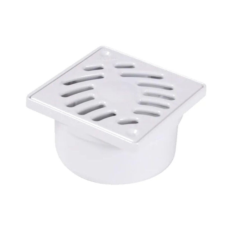 foto del prodotto nicoll sifone con griglia in pvc bianco, rubinetto 50 40 mm, griglia 10 x 10 cm
