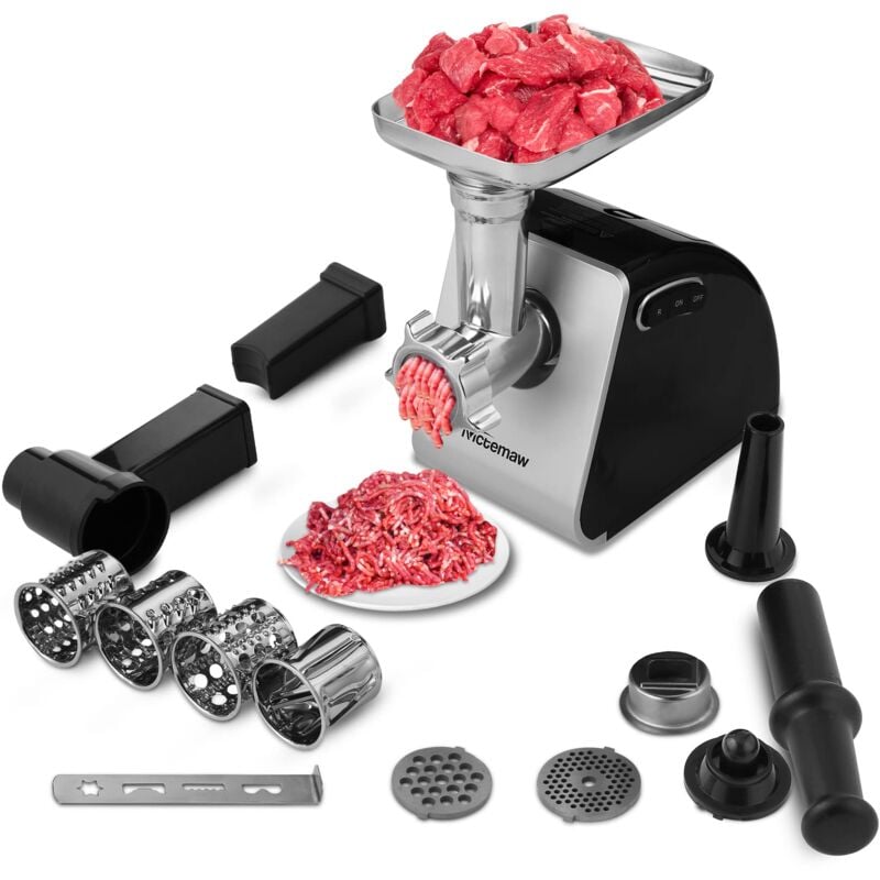 foto del prodotto nictemaw 2000w multifunzione tritacarne macchina da cucina, elettrico tritatutto di verdure, con 3 dischi forati, 4 lama a cono, riempitrici di