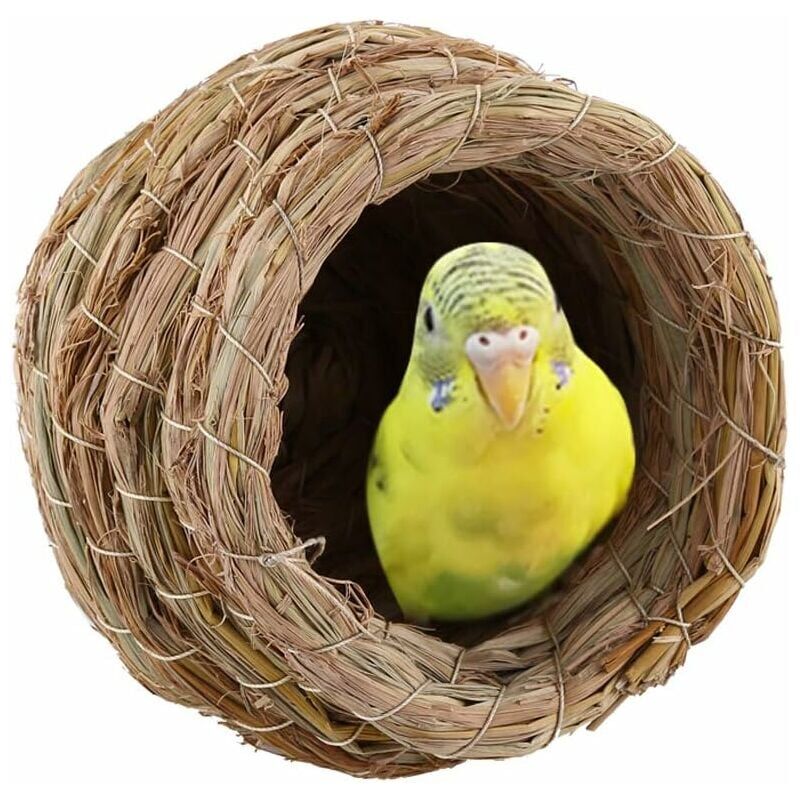 foto del prodotto nido di uccello, nido di uccello in paglia intrecciata a mano, incubatoio, riproduzione in grotta per passeri, pappagalli, canarini, fringuelli