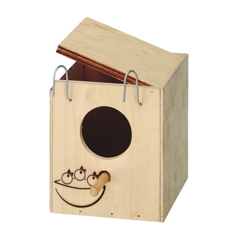 foto del prodotto nido in legno per gabbia uccelli cm.11,5x12,5x12h. foro entrata cm.4