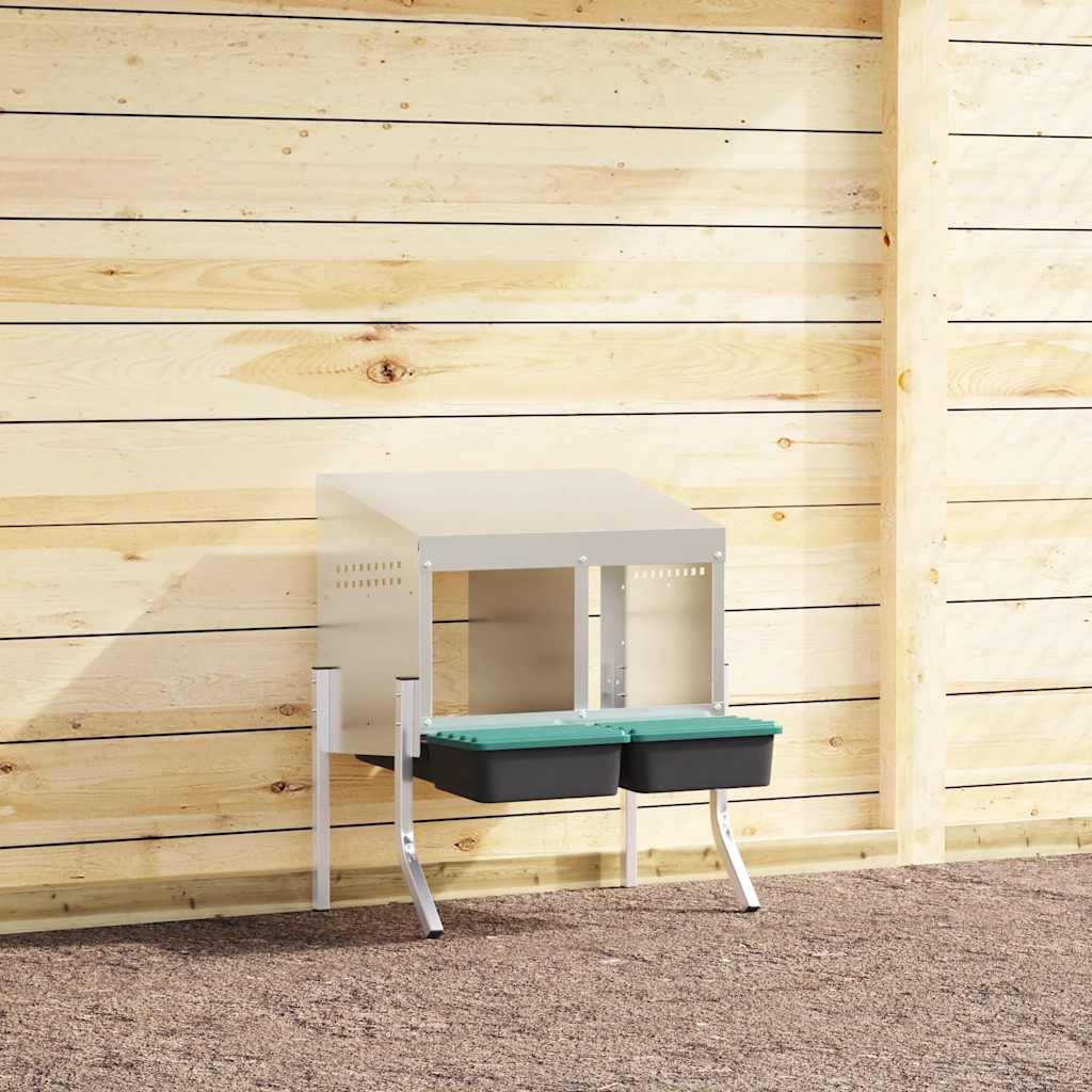 foto del prodotto nido per galline 2 scomparti con gambe in acciaio zincato