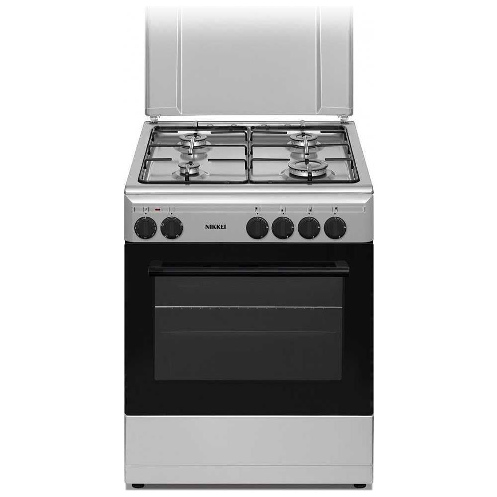 foto del prodotto nikkei cucina gas elettrico sn664xe 4 fuochi a gas forno elettrico classe a dimensioni 60 x 60 cm colore inox