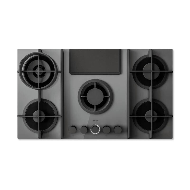 foto del prodotto nikolatesla flame evo gr a 88 piano cottura grigio da incasso 88 cm gas 5 fornelli cappa da incasso elica