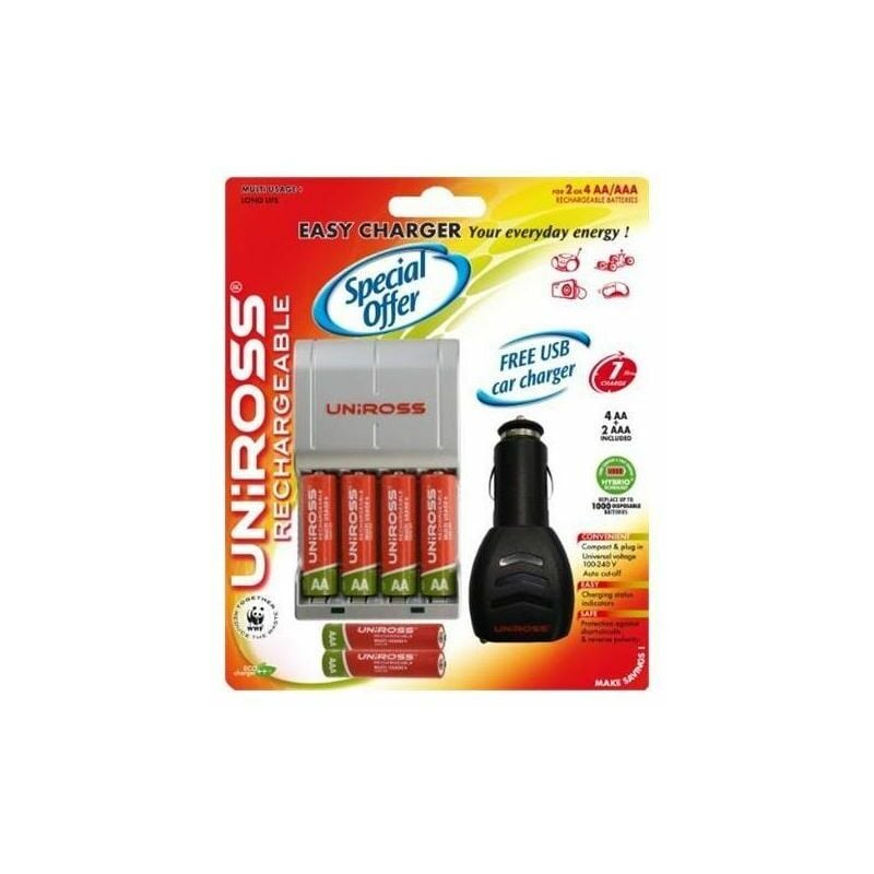 foto del prodotto nikon 830241 uniross caricabatteria 4 stilo 2 ministilo con car adapter