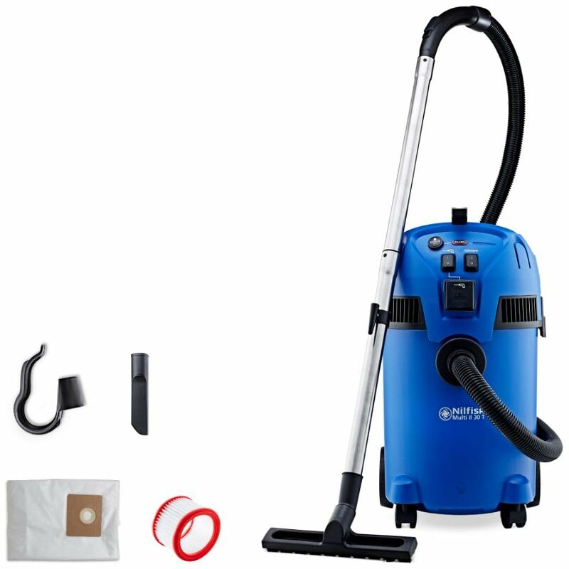 foto del prodotto nilfisk multi ii 30l t aspiratore solidi e liquidi per casa, giardino e auto funzioni di aspirazione e soffiaggio per interni ed esterni 1400