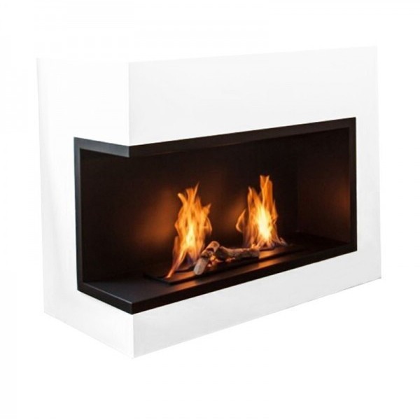 foto del prodotto nilla 1080 - biocamino angolare caminetto a bioetanolo. apertura - sinistra - bruciatore onda 65cm / capienza 4,4l