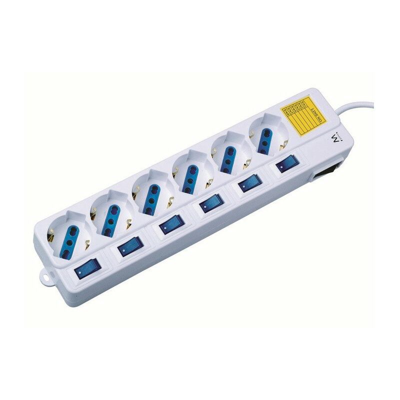 foto del prodotto nilox ewent ew3930 prolunghe e multiple 1,5 m 6 presa e ac interno bianco